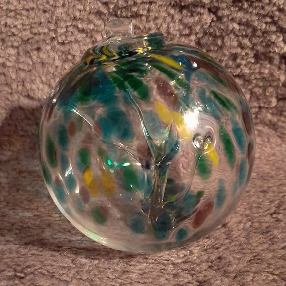 Hanging Glass Ball 4" Diameter "Winter Tree" Witch Ball (1) WB26/#110 - Picture 3 of 5